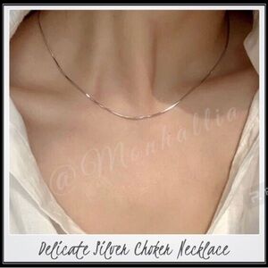 NEW SILVER STEEL DELICATE SNAKE CHAIN CHOKER NECKLACE